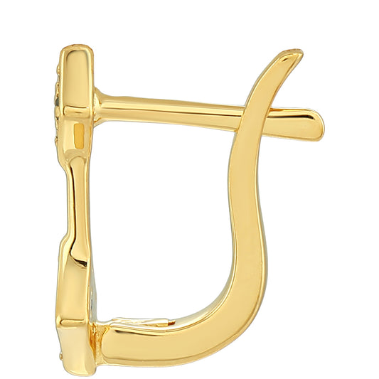 Brincos de Prata com Banho de Ouro com Diamante Verde
