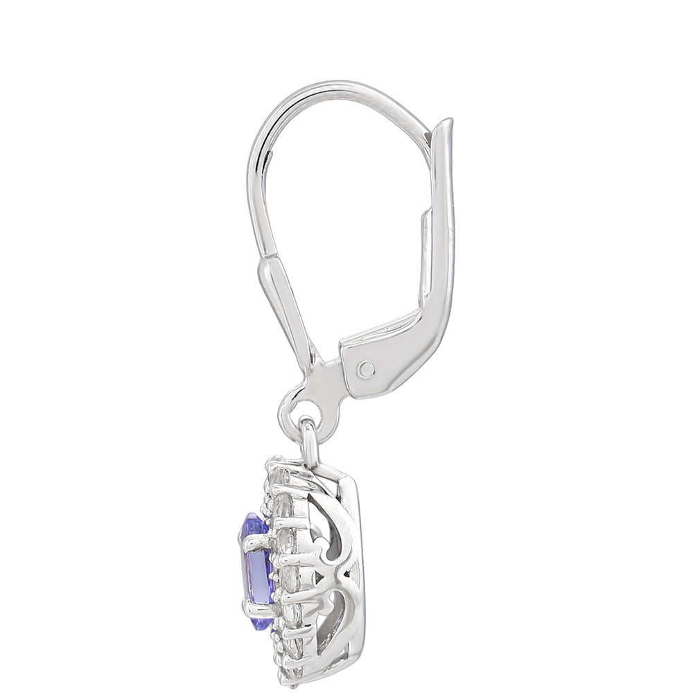 Brincos de Prata com Tanzanite AAA e Topázio Branco
