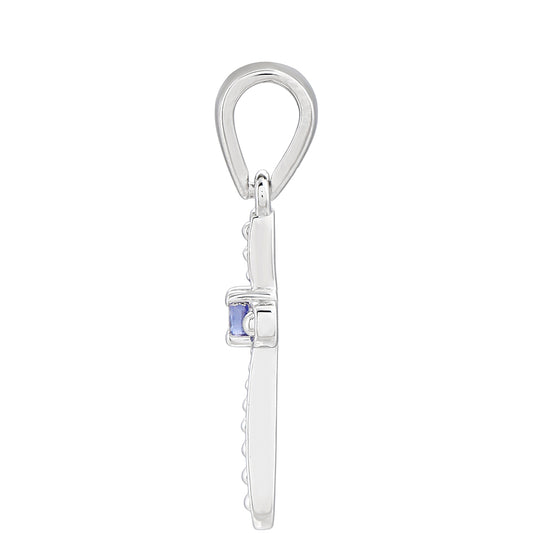 Cruz Pendente de Prata com Tanzanite AAA