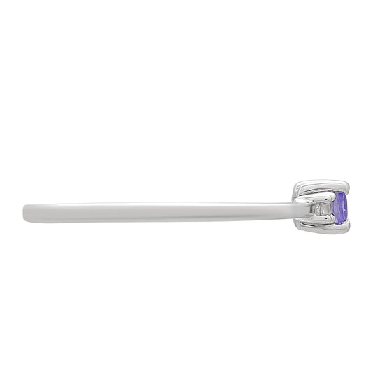 Anel de Prata com Tanzanite AAA e Topázio Branco