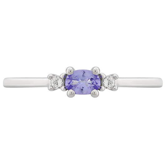 Anel de Prata com Tanzanite AAA e Topázio Branco