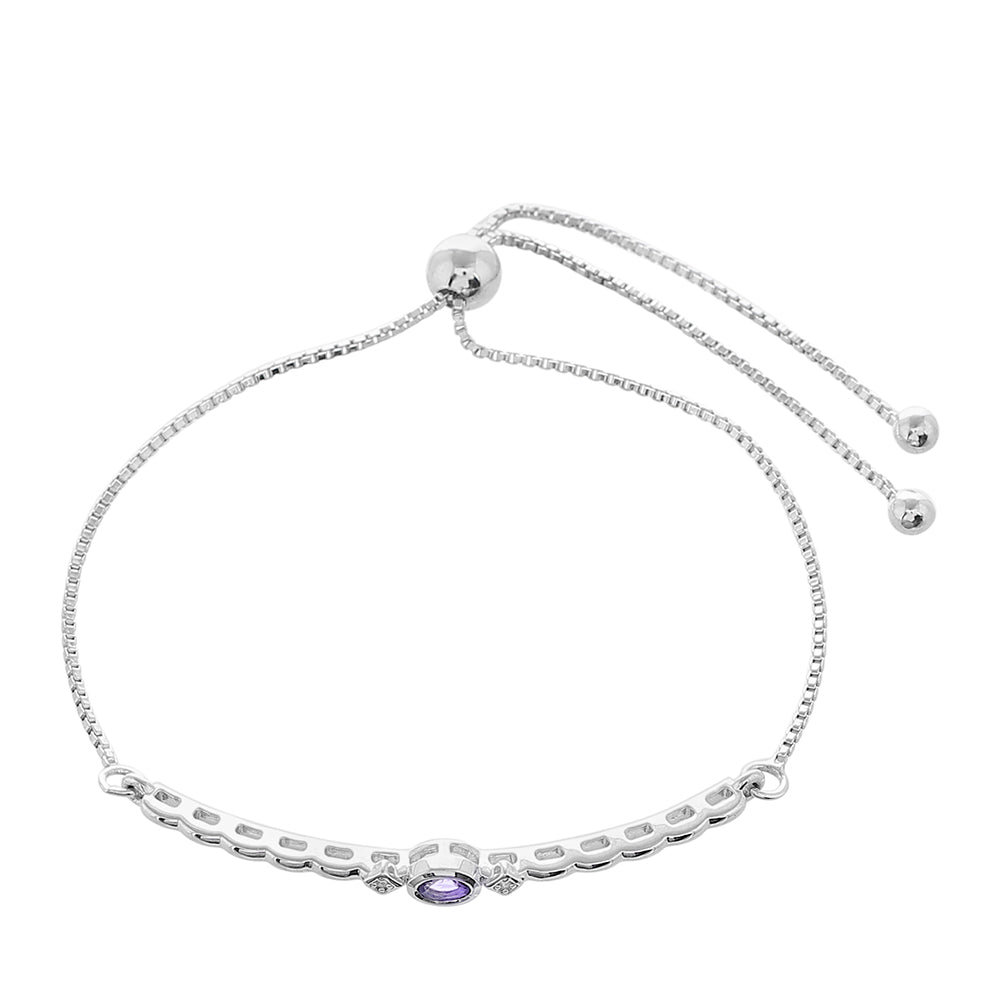 Pulseira de Prata com Tanzanite AAA e Topázio Branco Contraste: Cabeca de Veado (800)