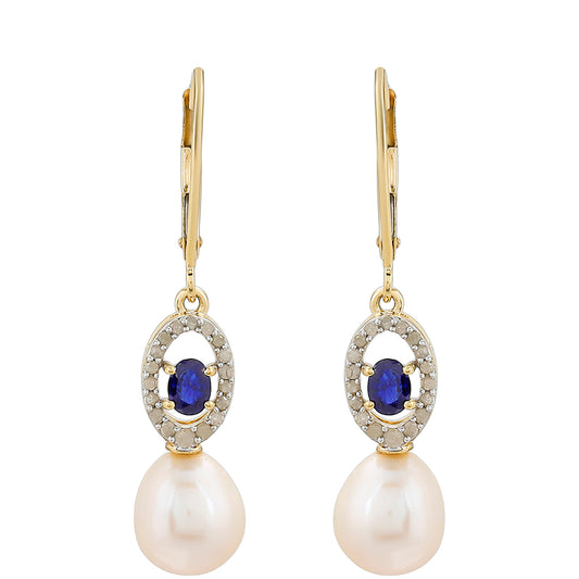 Brincos de Ouro com Safira da Tailândia e Diamante Branco Contraste: Cruz missionária