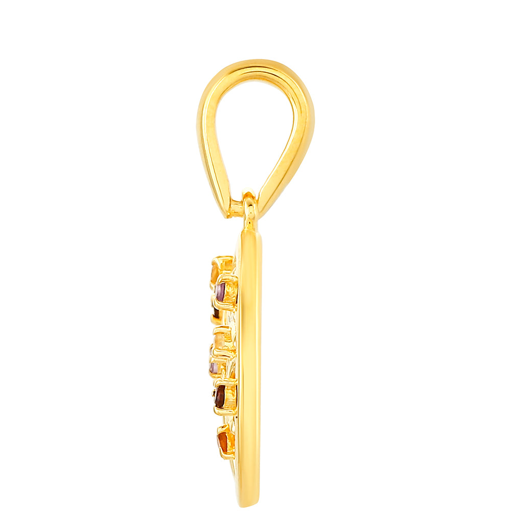 Pendente de Prata com Banho de Ouro com Ametista e Citrino Madeira