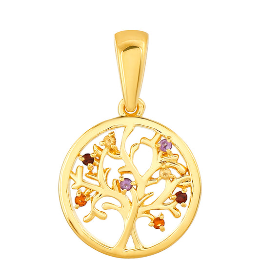 Pendente de Prata com Banho de Ouro com Ametista e Citrino Madeira