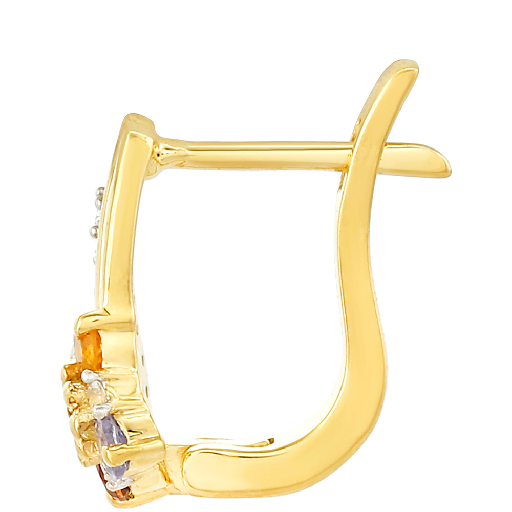 Brincos de Prata com Banho de Ouro com Tanzanite e Citrino