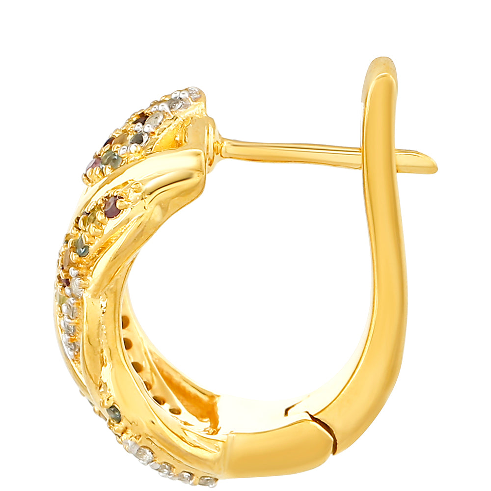 Brincos de Prata com Banho de Ouro com Ametista e Citrino Contraste: Cabeca de Veado (800)