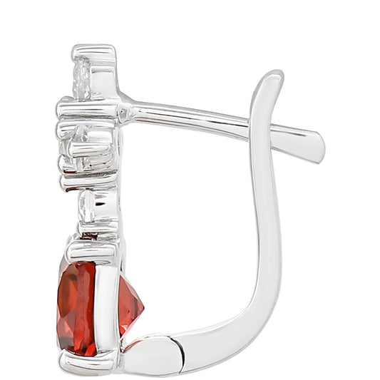 Brincos de Prata com Granada e Topázio Branco