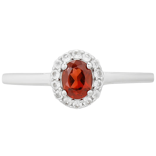 Anel de Prata com Granada e Topázio Branco