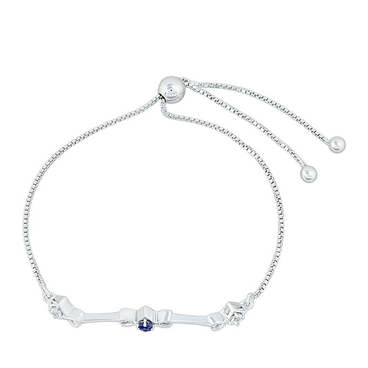 Pulseira de Prata com Safira da Tailândia e Topázio Branco Contraste: Cabeca de Veado (800)