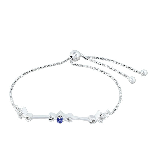 Pulseira de Prata com Safira da Tailândia e Topázio Branco Contraste: Cabeca de Veado (800)