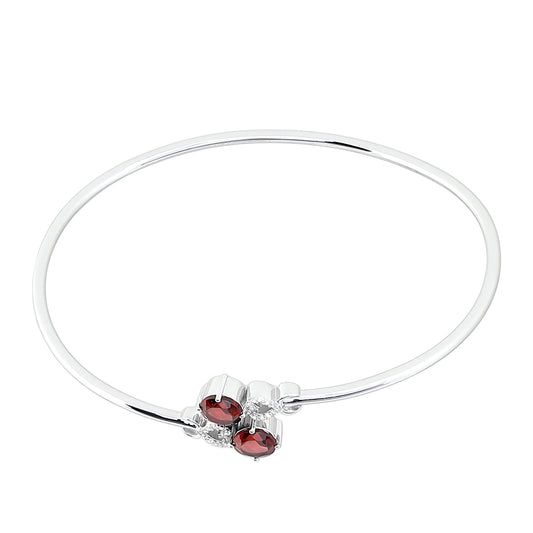 Pulseira de Prata com Granada e Topázio Branco Contraste: Cabeca de Veado (800)