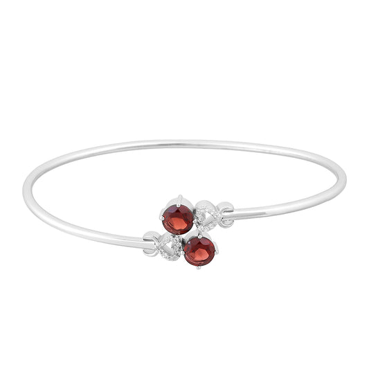 Pulseira de Prata com Granada e Topázio Branco Contraste: Cabeca de Veado (800)