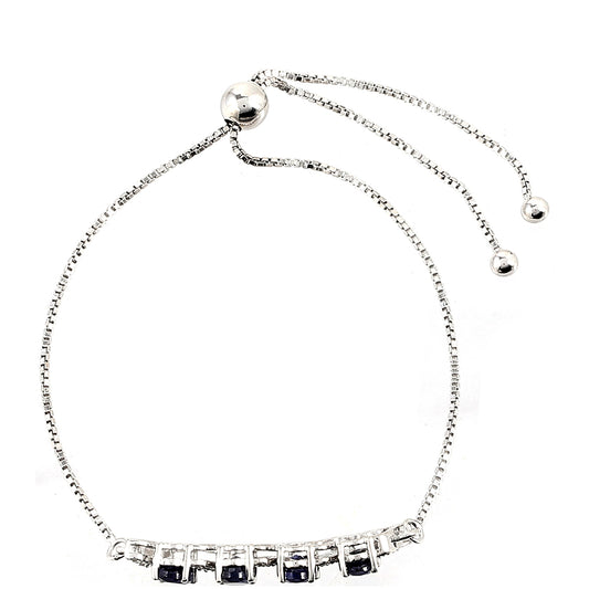 Pulseira de Prata com Safira da Tailândia e Topázio Branco Contraste: Cabeca de Veado (800)