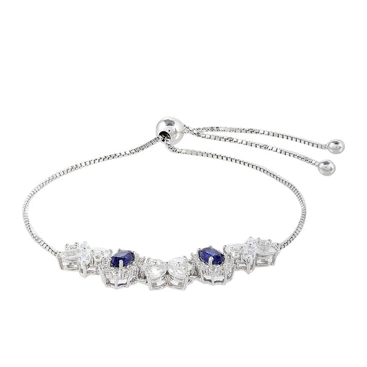 Pulseira de Prata com Safira da Tailândia e Topázio Branco Contraste: Cabeca de Veado (800)