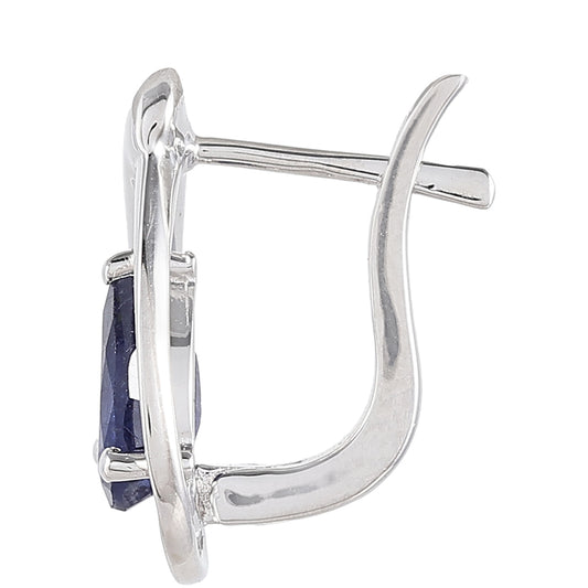 Brincos de Prata com Safira da Tailândia