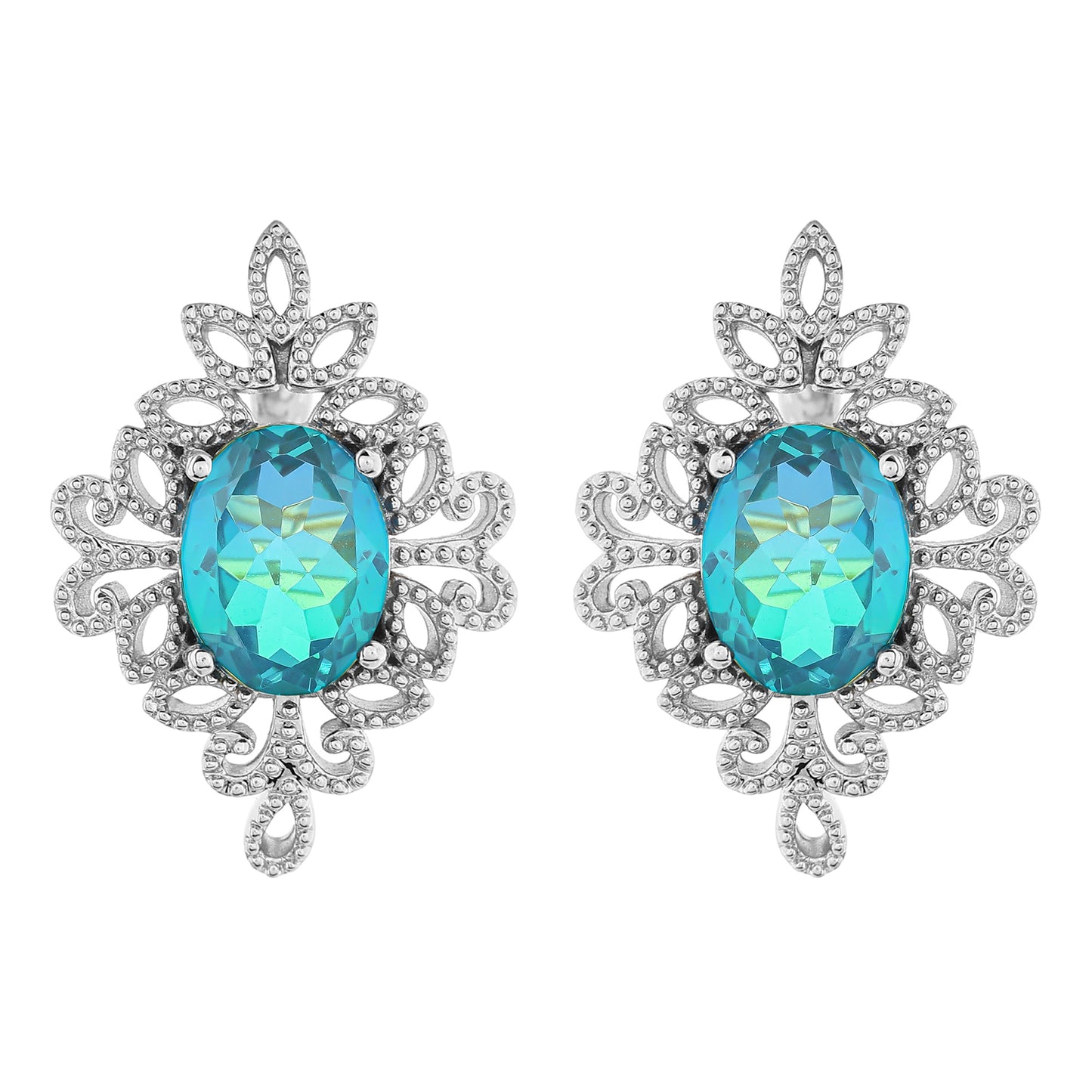 Brincos de Prata com Quartzo Pavão