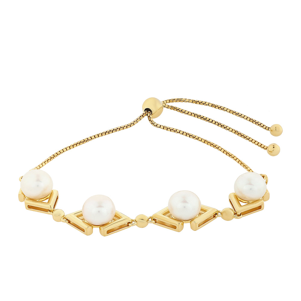 Pulseira de Prata com Banho de Ouro com Pérola Cultivada de Baroque Contraste: Cabeca de Veado (800)