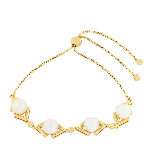 Pulseira de Prata com Banho de Ouro com Pérola Cultivada de Baroque Contraste: Cabeca de Veado (800)