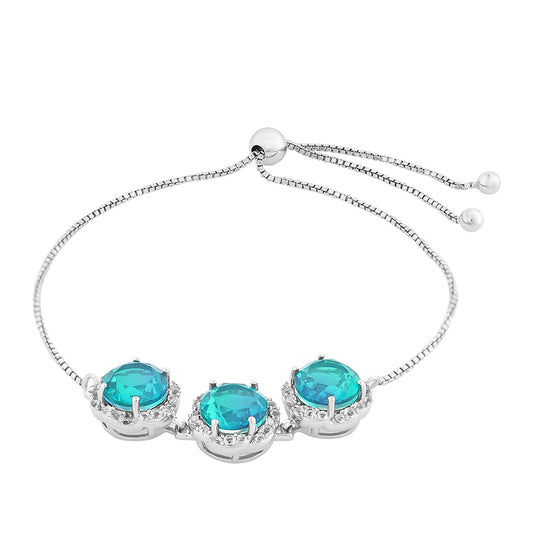 Pulseira de Prata com Quartzo Pavão e Topázio Branco Contraste: Cabeca de Veado (800)