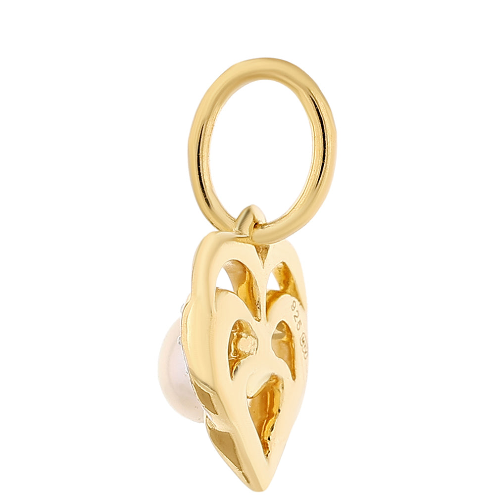 Pendente de Prata com Banho de Ouro com Pérola Cultivada de Baroque e Topázio Branco