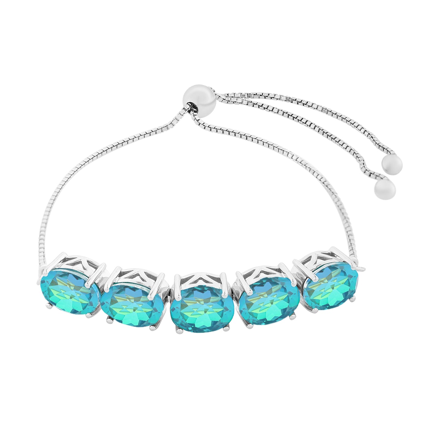 Pulseira de Prata com Quartzo Pavão Contraste: Cabeca de Veado (800)