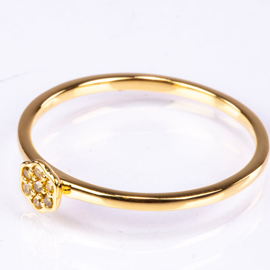 Anel de Prata com Banho de Ouro com Diamante Verde Veronese
