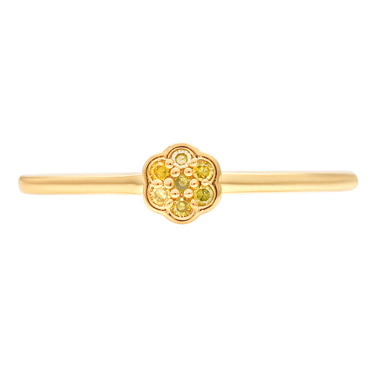 Anel de Prata com Banho de Ouro com Diamante Verde Veronese