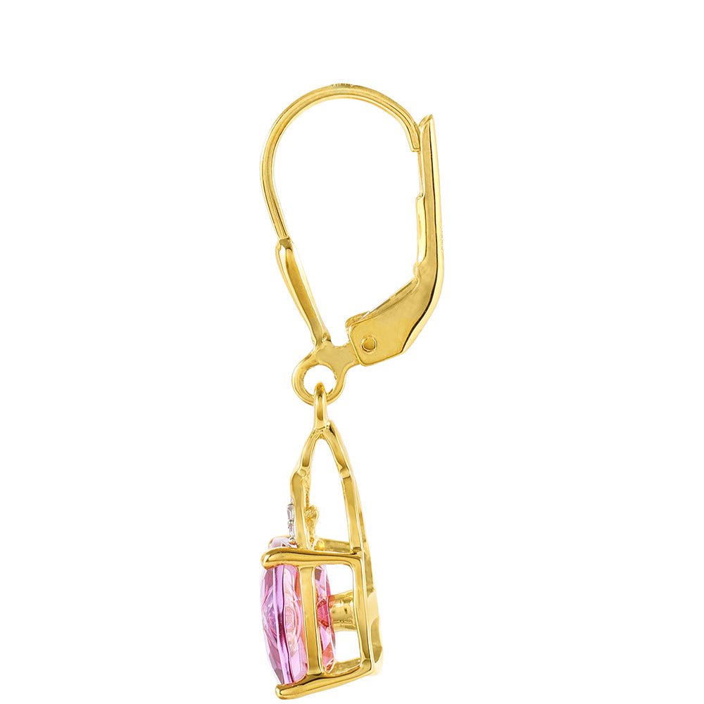 Brincos de Prata com Banho de Ouro com Tanzanite e Topázio Rosa Místico