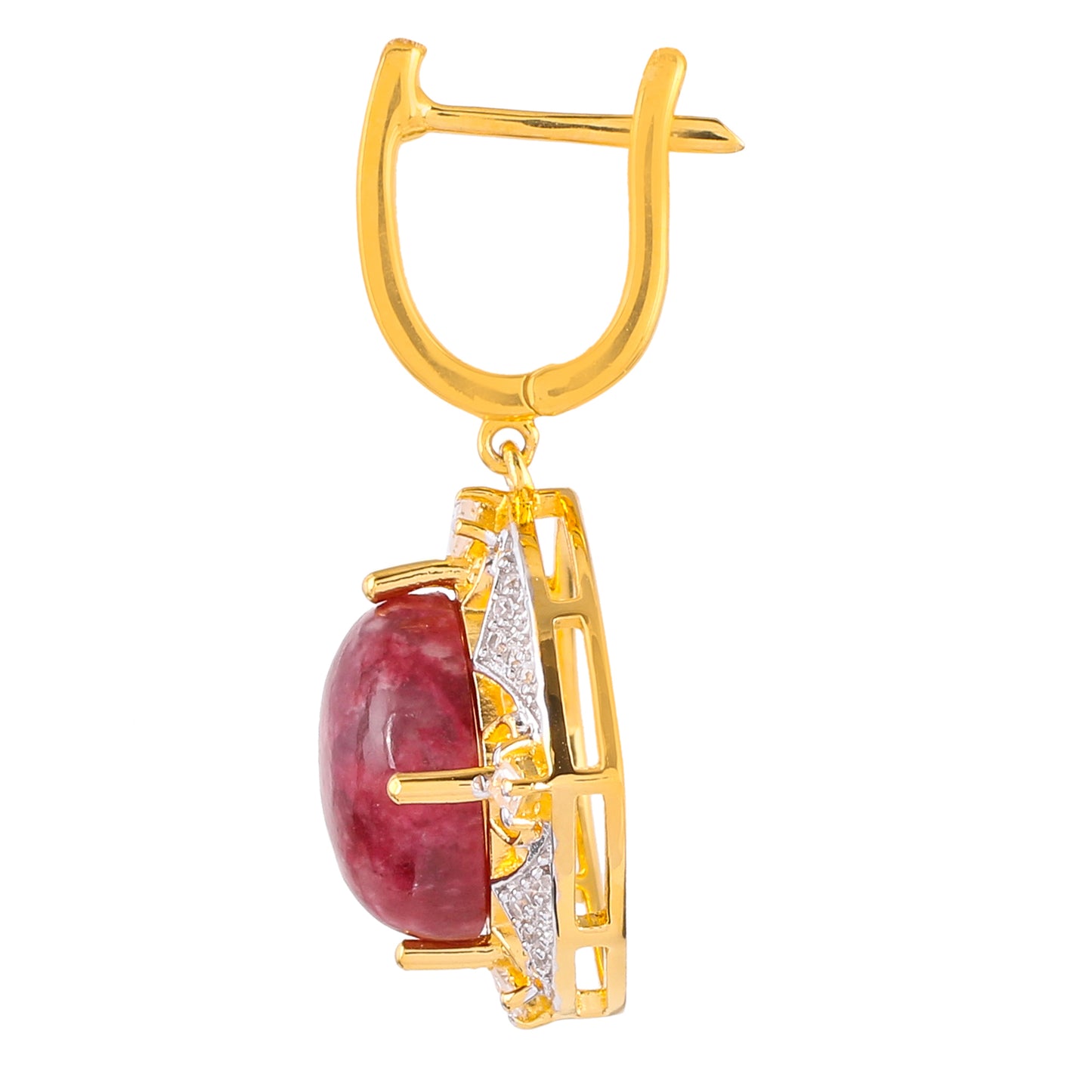 Brincos de Prata com Banho de Ouro com Thulite e Zircão Natural