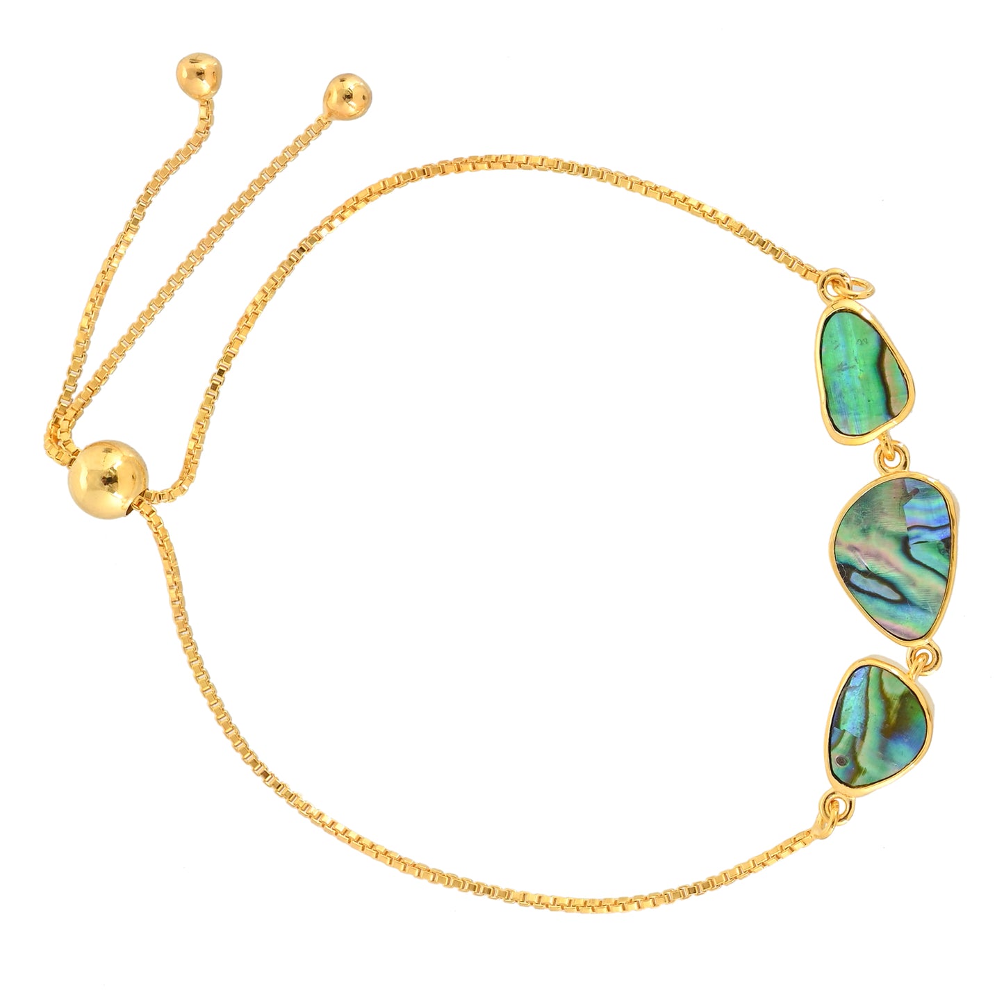 Pulseira de Prata com Banho de Ouro com Concha Abalone Contraste: Cabeca de Veado (800)