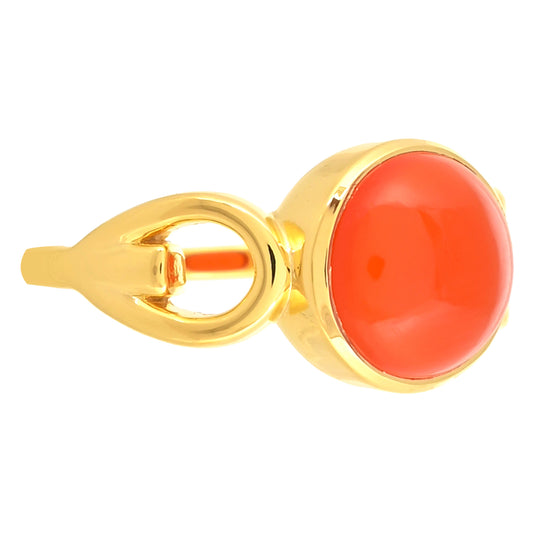 Anel de Prata com Banho de Ouro com Cornalina