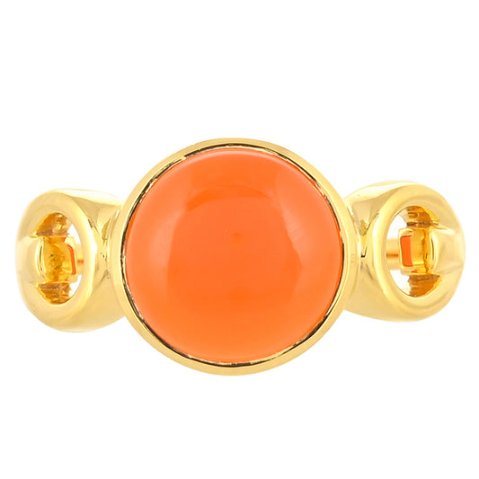 Anel de Prata com Banho de Ouro com Cornalina