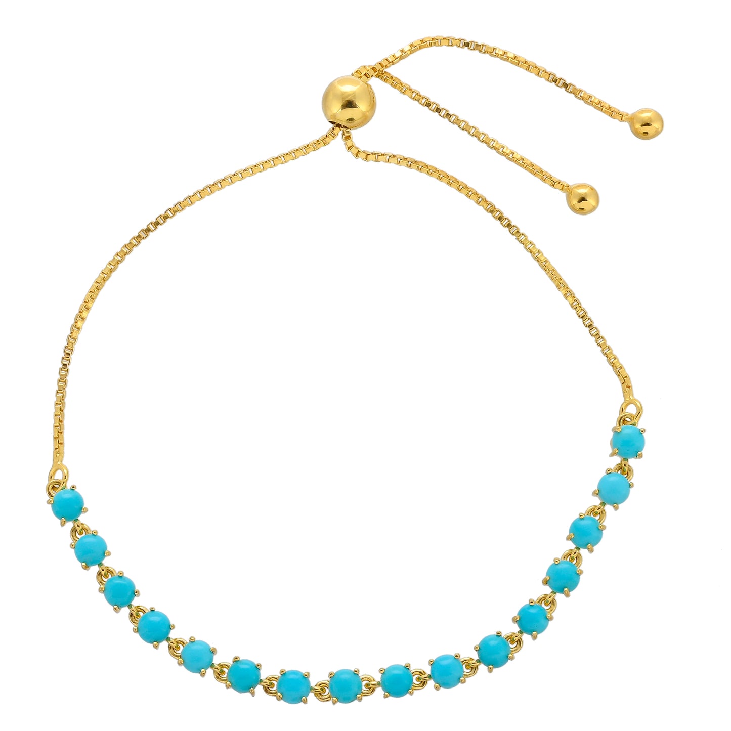 Pulseira de Prata com Banho de Ouro com Turquesa Bela Adormecida Contraste: Cabeca de Veado (800)