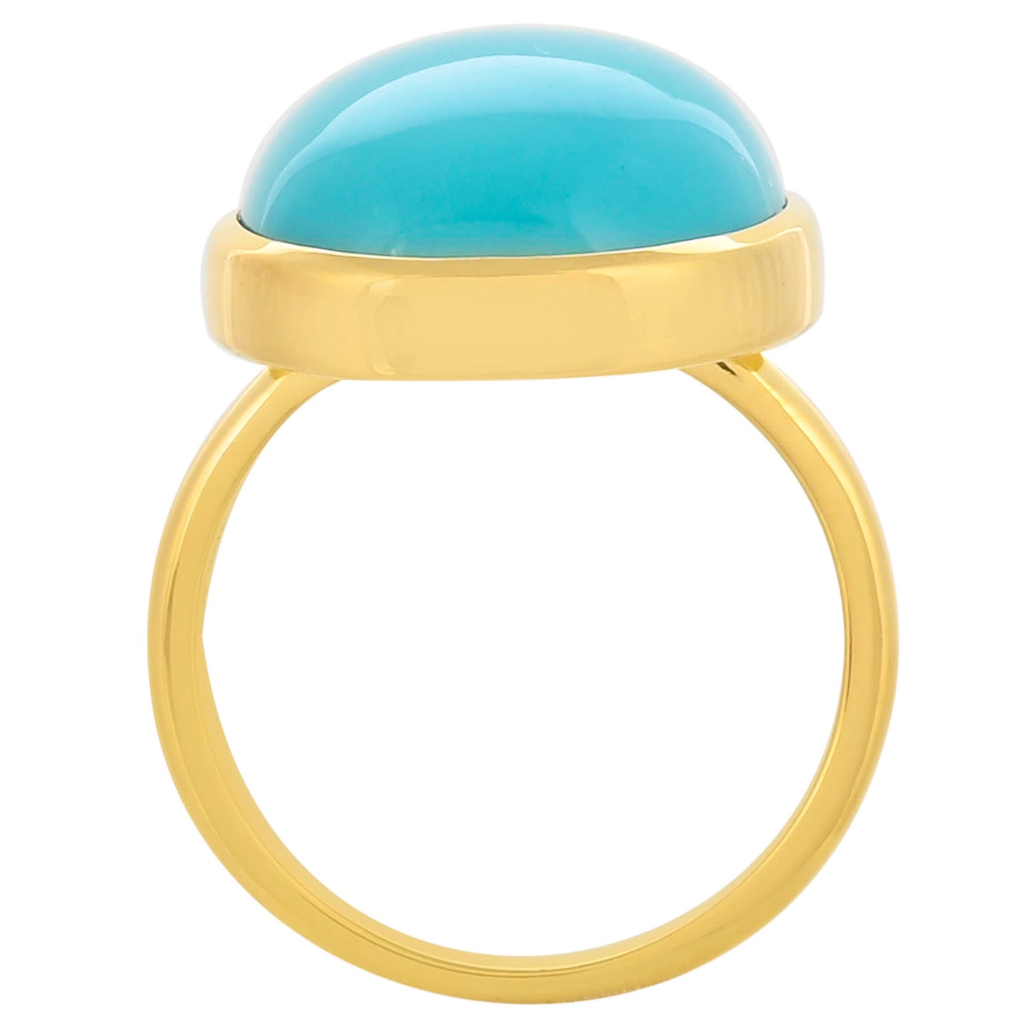 Anel de Prata com Banho de Ouro com Turquesa Bela Adormecida Contraste: Cabeca de Veado (800)