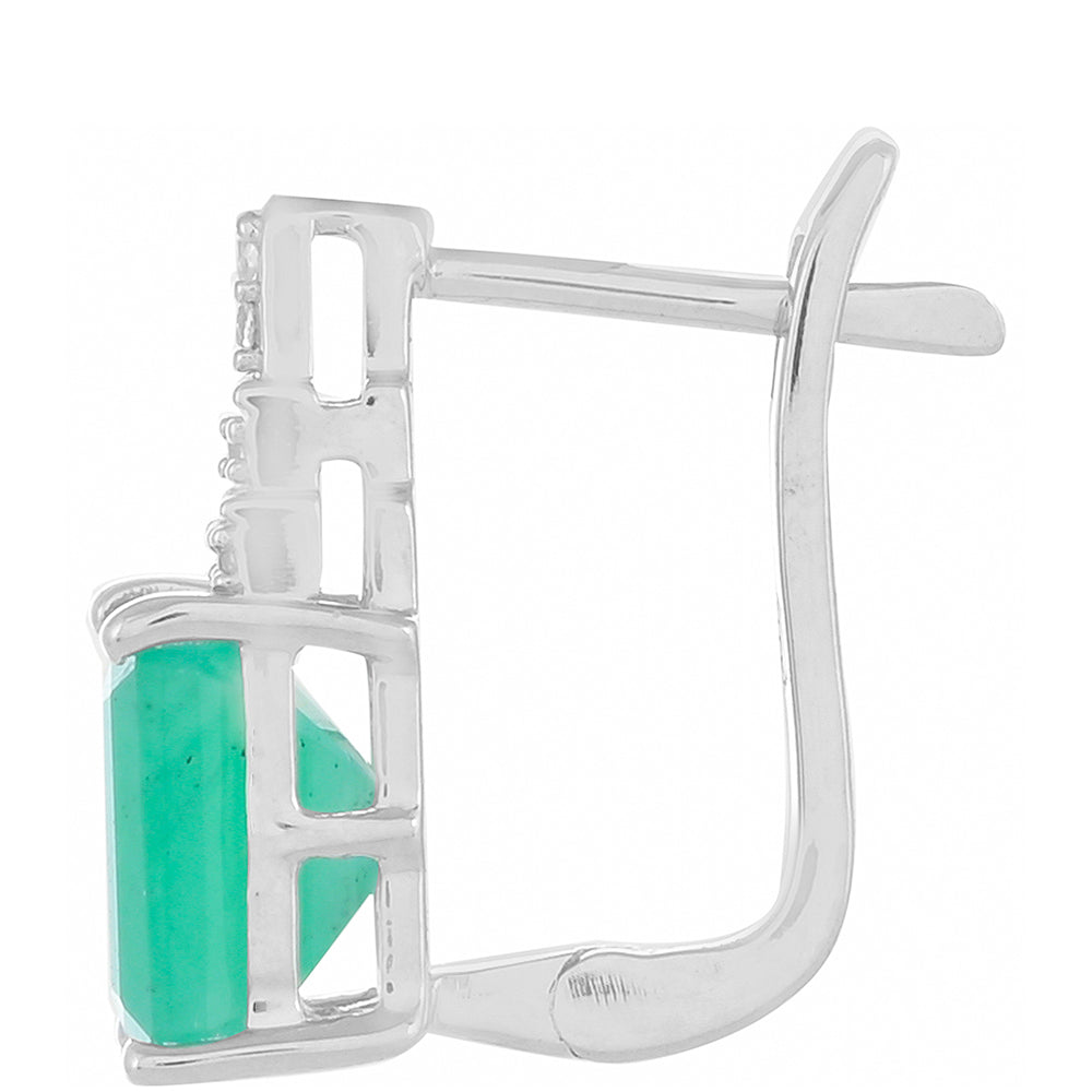 Brincos de Prata com Esmeralda do Brasil e Topázio Branco