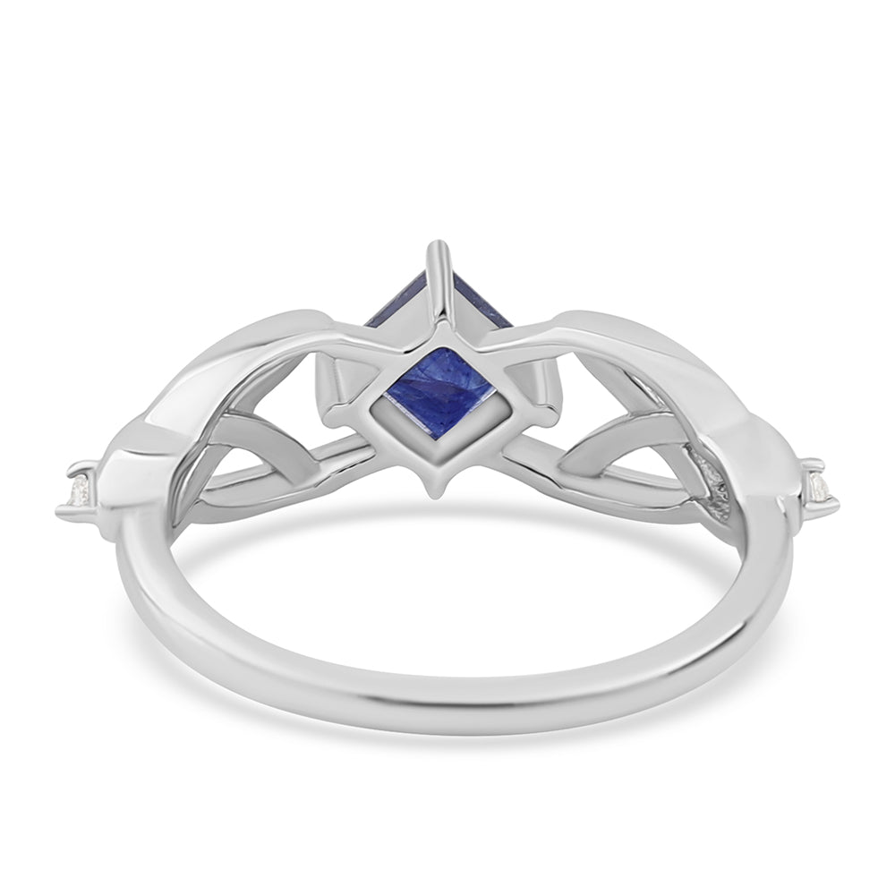 Anel de Prata com Safira Azul e Topázio Branco