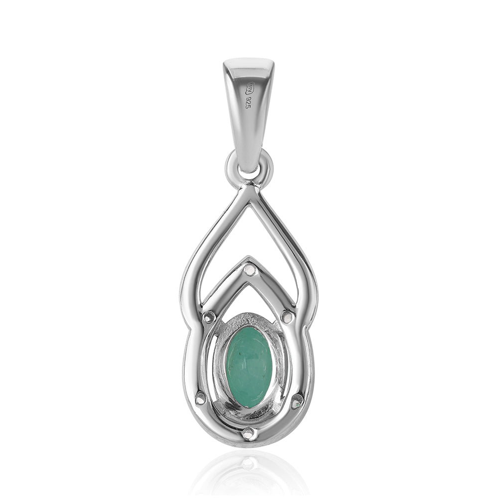 Pendente de Prata com Esmeralda do Brasil e Topázio Branco