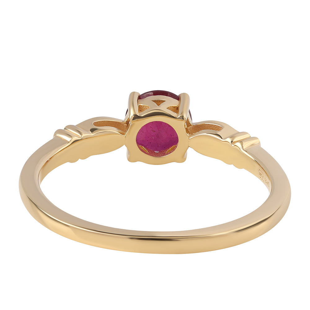 Anel de Prata com Banho de Ouro com Rubi de Moçambique