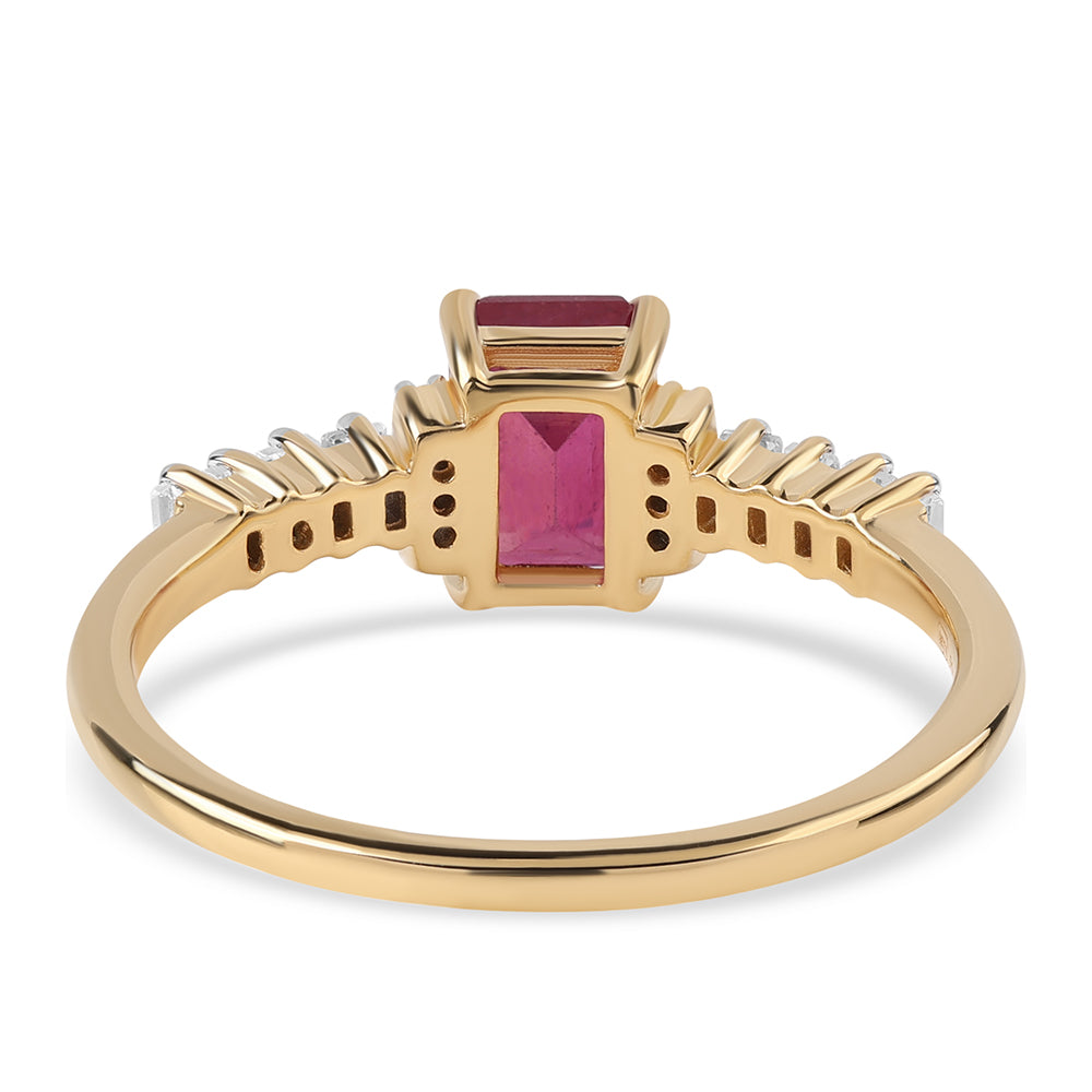 Anel de Prata com Banho de Ouro com Rubi de Moçambique e Topázio Branco