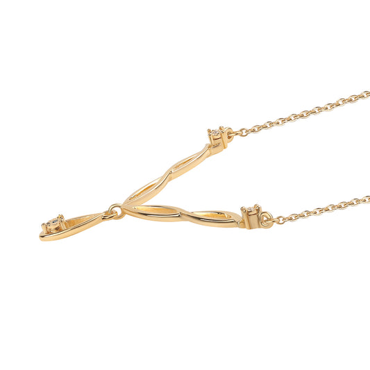 Colar de Prata com Banho de Ouro com Diamante Azul e Diamante Branco Contraste: Cabeca de Veado (800)
