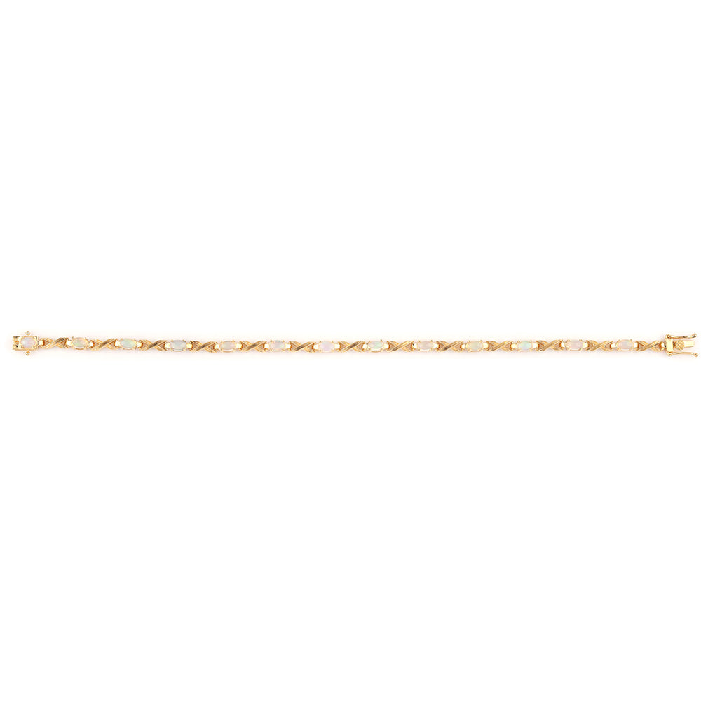 Pulseira de Prata com Banho de Ouro com Opala da Etiópia de Lega Dembi Contraste: Cabeca de Veado (800)