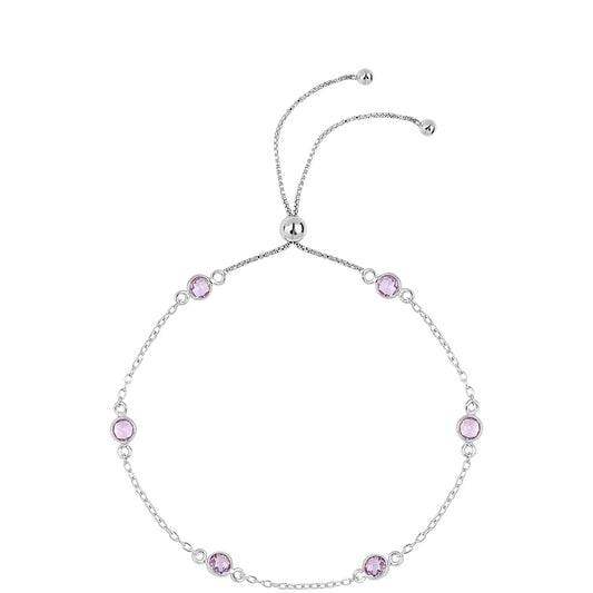 Pulseira de Prata com Ametista Rosa de França