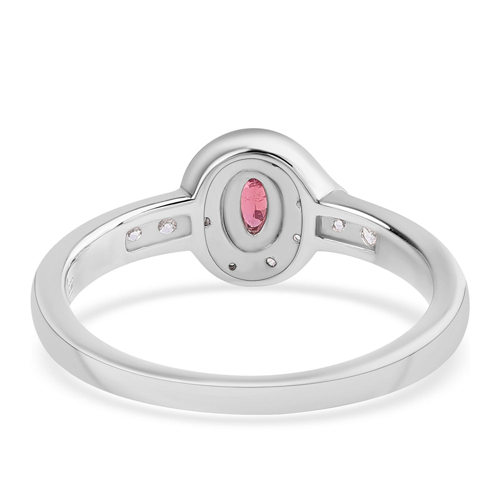 Anel de Prata com Rubelita das Minas do Cruzeiro e Topázio Branco Contraste: Cabeca de Veado (800)