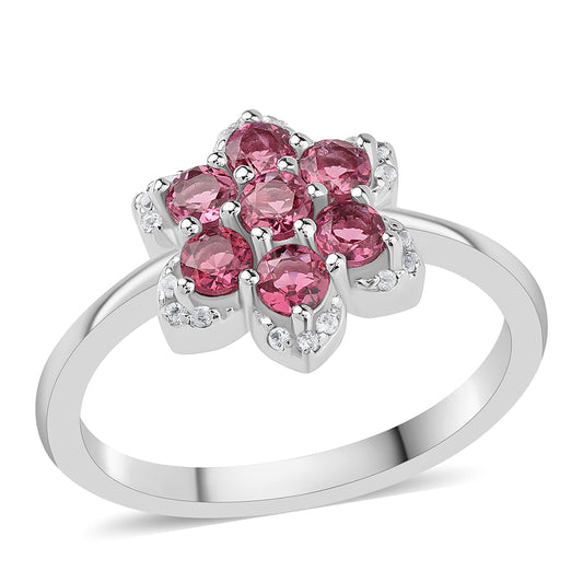 Anel de Prata com Rubelita das Minas do Cruzeiro e Topázio Branco