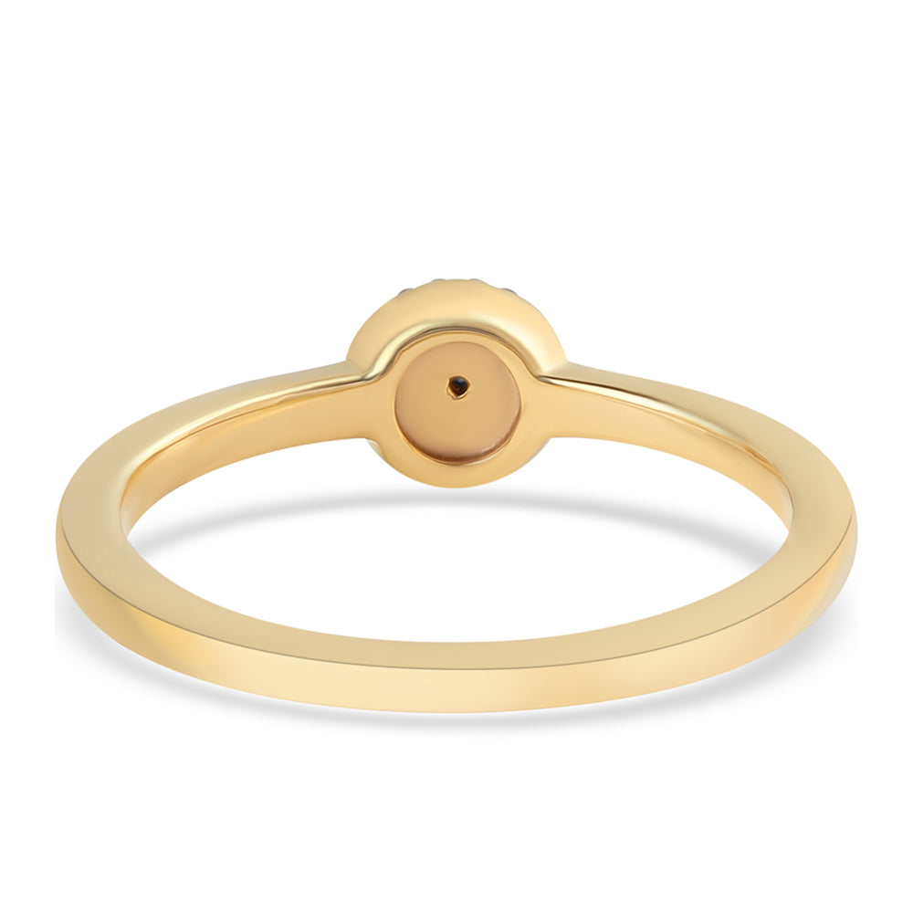 Anel de Prata com Banho de Ouro com Diamante Azul