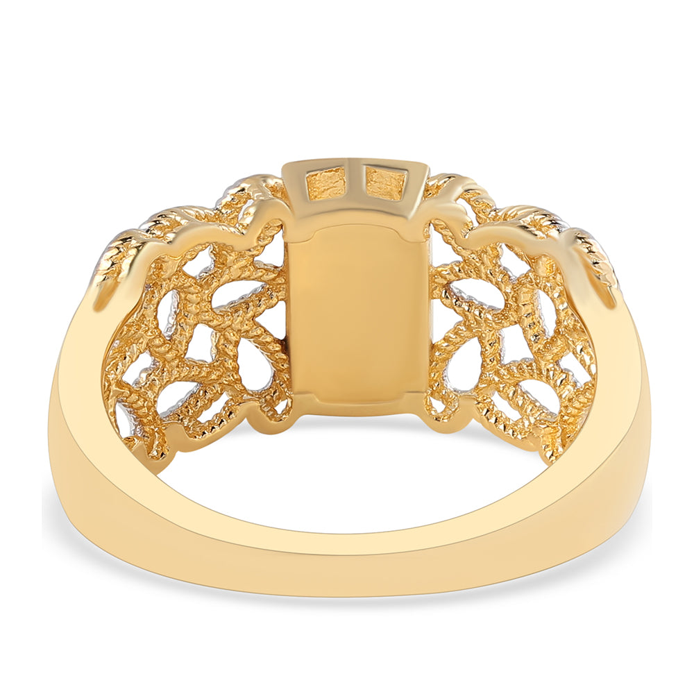 Anel de Prata com Banho de Ouro com Diamante Azul Contraste: Cabeca de Veado (800)