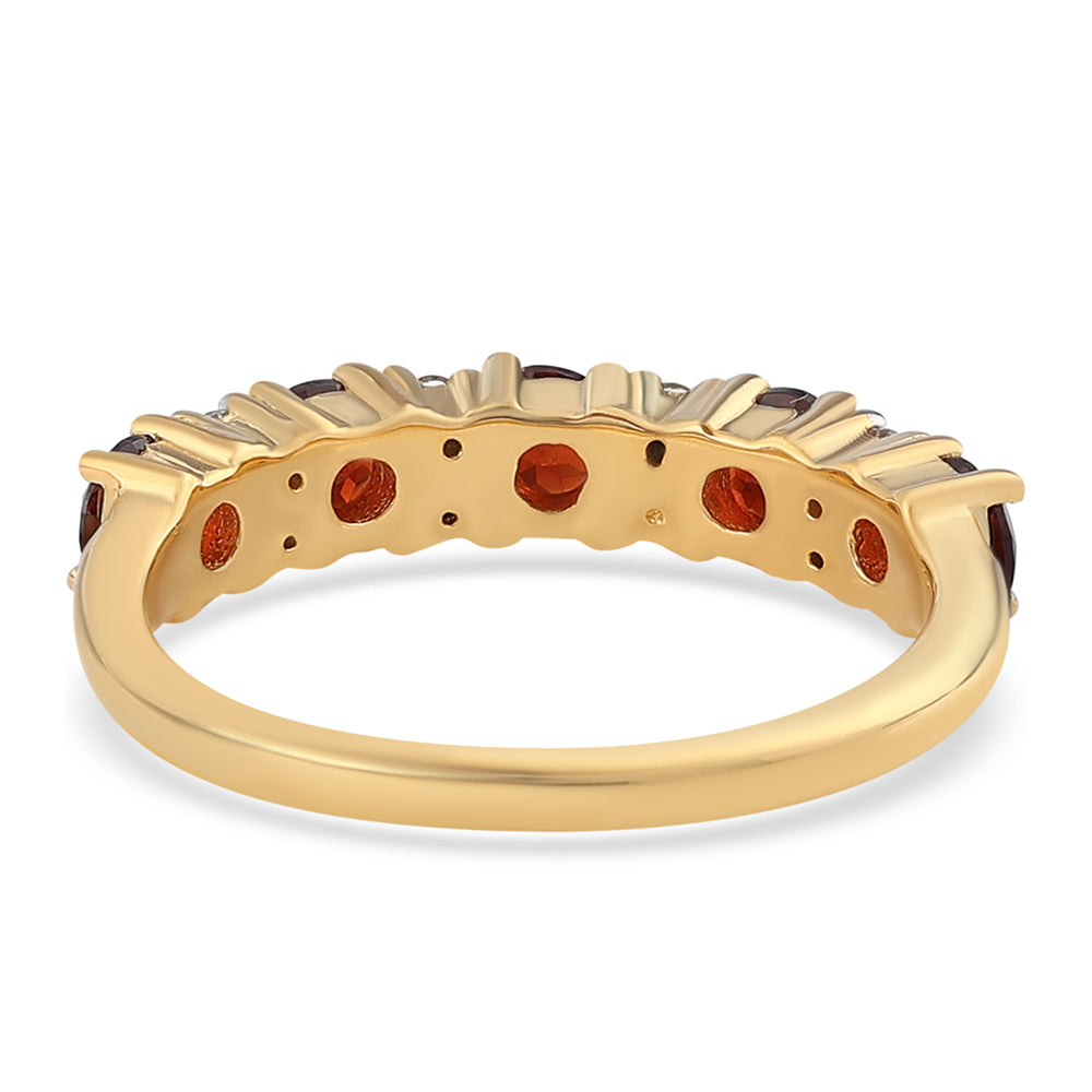 Anel de Prata com Banho de Ouro com Granada de Barton e Topázio Branco