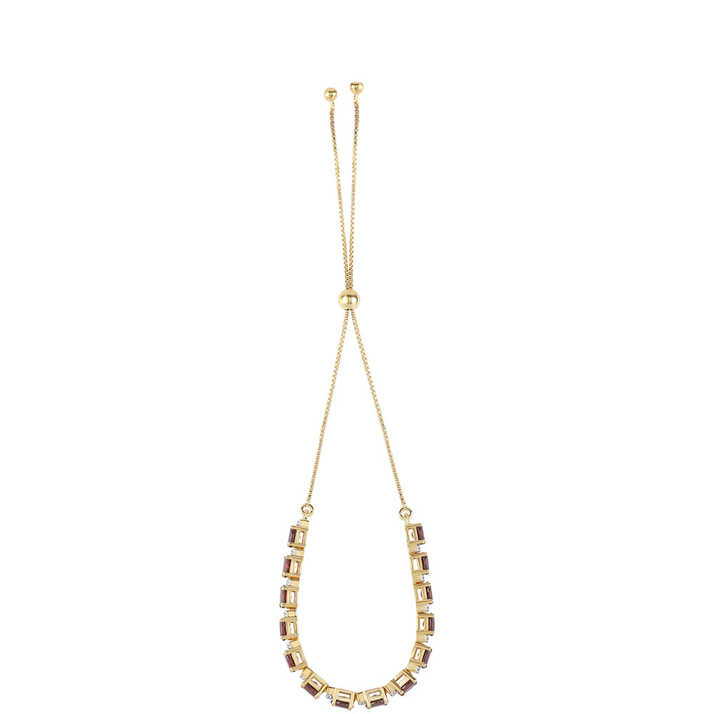 Pulseira de Prata com Banho de Ouro com Granada de Barton e Topázio Branco Contraste: Cabeca de Veado (800)