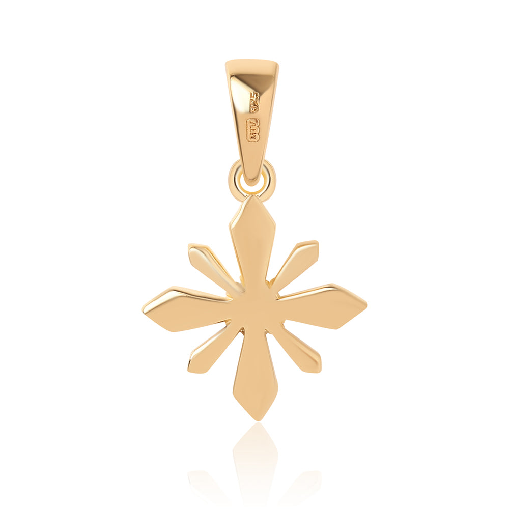 Pendente de Prata com Banho de Ouro com Diamante Azul